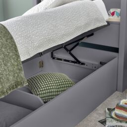 Bedmaster Oscar Wooden Bookcase Ottoman Storage Bed in Grey - Size: Single - thumbnail 6