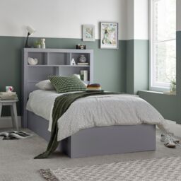 Bedmaster Oscar Wooden Bookcase Ottoman Storage Bed in Grey - Size: Single - thumbnail 2