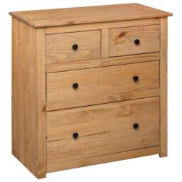 Berkfield Home Sideboard 80x40x83 cm Pinewood Panama Range in Brown - Size: 80 x 40 x 83 cm - thumbnail 4