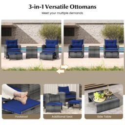 Gymax 5 Piece Wicker Patio Furniture Set Outdoor Conversation Set Navy - thumbnail 6