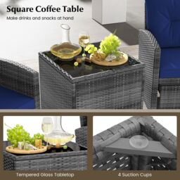 Gymax 5 Piece Wicker Patio Furniture Set Outdoor Conversation Set Navy - thumbnail 5