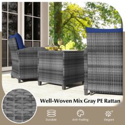 Gymax 5 Piece Wicker Patio Furniture Set Outdoor Conversation Set Navy - thumbnail 7