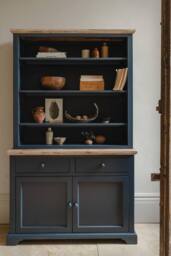 Statement Furniture Florence Display Cabinet with Height Adjustable Shelves & Cupboard in Navy - thumbnail 2