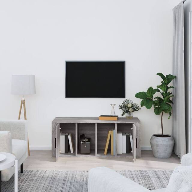 Berkfield Home TV Cabinet Grey Sonoma 100x35x40 cm Engineered Wood - Size: 100 x 35 x 40 cm - image 1