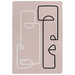 Benjamin Tate Design Line Art Of Two Faces Designer Rug in Natural - Size: Large - thumbnail 1