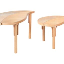 Wyld and Coco Nest of 2 Coffee Tables - Natural Rattan Leaves Design - thumbnail 2