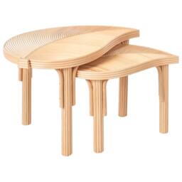 Wyld and Coco Nest of 2 Coffee Tables - Natural Rattan Leaves Design - thumbnail 4