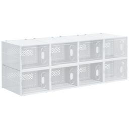 HOMCOM 8PCS Stackable Clear Plastic Shoe Storage Box for UK/EU Size 12/46 - thumbnail 2