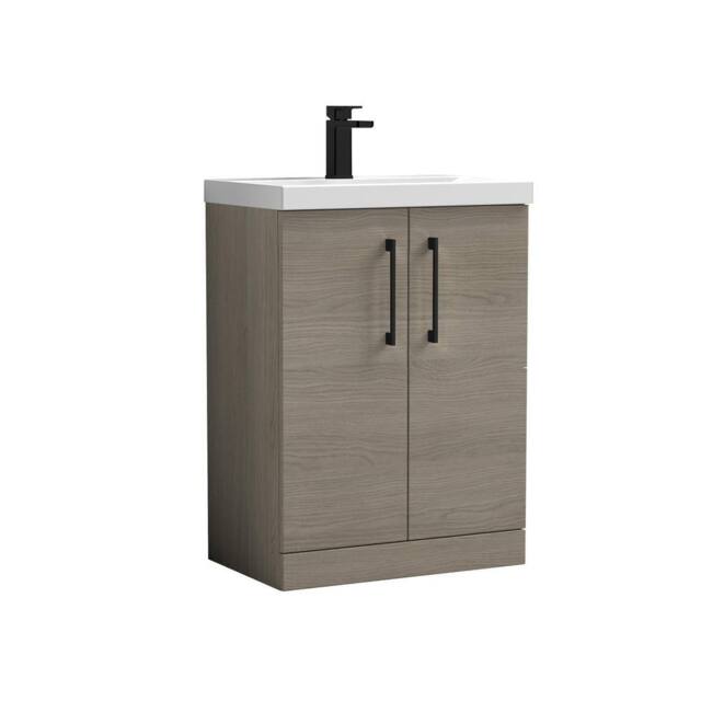Balterley Contemporary Bathroom Floor 2-Door Vanity Basin, Solace Oak, 600mm in Brown - image 1