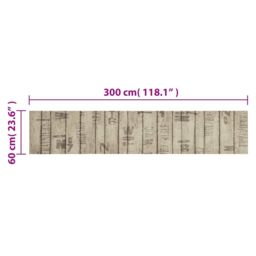 Berkfield Home Kitchen Rug Washable Fence 60x300 cm Velvet in Taupe - thumbnail 5