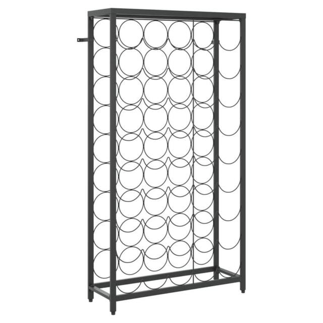Berkfield Home Wine Rack for 45 Bottles Black 54x18x100 cm Wrought Iron - Size: 54 x 18 x 100 cm - image 1