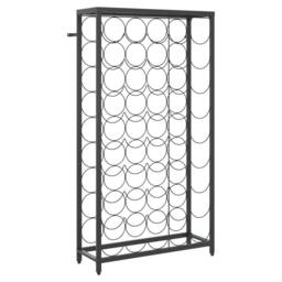 Berkfield Home Wine Rack for 45 Bottles Black 54x18x100 cm Wrought Iron - Size: 54 x 18 x 100 cm - thumbnail 1