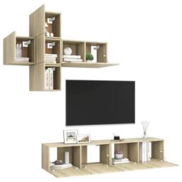 Berkfield Home 7 Piece TV Cabinet Set Sonoma Oak Engineered Wood in Brown - thumbnail 3