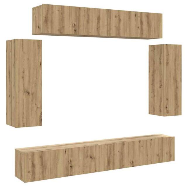 Berkfield Home 6 Piece TV Cabinet Set Wall-mounted Artisan Oak Engineered Wood in Brown - image 1