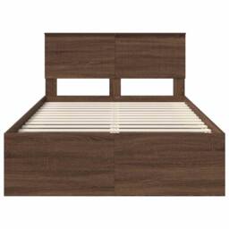 Berkfield Home Bed Frame with Headboard Brown Oak 120 x 190 cm Solid Pine Wood - thumbnail 7