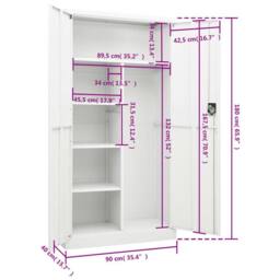 Berkfield Home Locker Cabinet White 90x40x180 cm Steel - Size: 90 x 40 x 180 cm - thumbnail 8