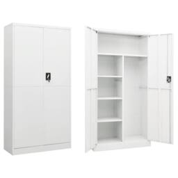 Berkfield Home Locker Cabinet White 90x40x180 cm Steel - Size: 90 x 40 x 180 cm - thumbnail 2