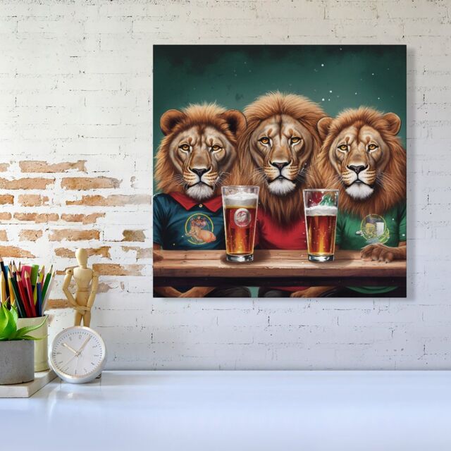 "Warren Reed - Designer Lions Watching The Game Canvas - Size: W16"" x H16""" - image 1