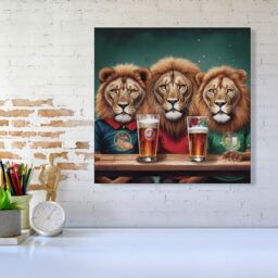 "Warren Reed - Designer Lions Watching The Game Canvas - Size: W16"" x H16""" - thumbnail 1
