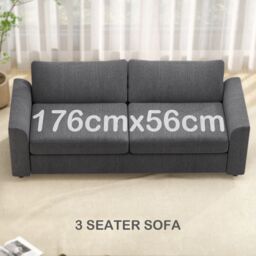 HOMCOM 212 cm Upholstered Jumbo Cord Sofa Couch with Spring Cushion, Grey - Size: 3 Seater - thumbnail 4