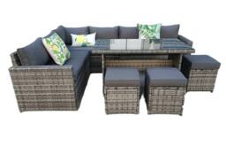 Outdoor Living The Tarporley Grey 9 Seat Corner Rattan Dining Set - Fixed Table - thumbnail 5