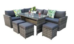 Outdoor Living The Tarporley Grey 9 Seat Corner Rattan Dining Set - Fixed Table - thumbnail 6
