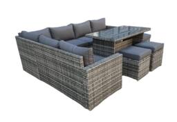 Outdoor Living The Tarporley Grey 9 Seat Corner Rattan Dining Set - Fixed Table - thumbnail 7