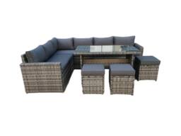 Outdoor Living The Tarporley Grey 9 Seat Corner Rattan Dining Set - Fixed Table - thumbnail 3