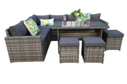 Outdoor Living The Tarporley Grey 9 Seat Corner Rattan Dining Set - Fixed Table - thumbnail 2