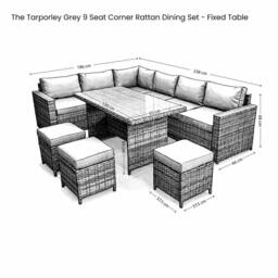 Outdoor Living The Tarporley Grey 9 Seat Corner Rattan Dining Set - Fixed Table - thumbnail 8