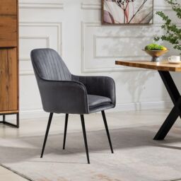 Artemis Home Carrara Velvet Dining Chairs - Set of 2 in Grey - thumbnail 3