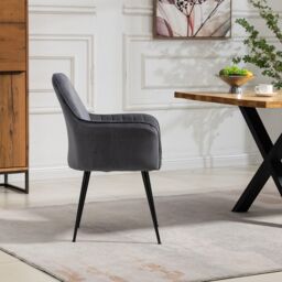 Artemis Home Carrara Velvet Dining Chairs - Set of 2 in Grey - thumbnail 4