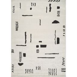 Livabliss Freud-Modern Ivory Black Off-White High Pile Living Dining Bedroom Rug - Size: 160 cm x 215 cm - thumbnail 2