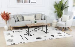 Livabliss Freud-Modern Ivory Black Off-White High Pile Living Dining Bedroom Rug - Size: 160 cm x 215 cm - thumbnail 7