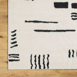 Livabliss Freud-Modern Ivory Black Off-White High Pile Living Dining Bedroom Rug - Size: 160 cm x 215 cm - thumbnail 6