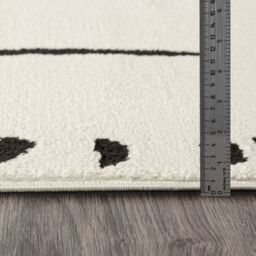 Livabliss Freud-Modern Ivory Black Off-White High Pile Living Dining Bedroom Rug - Size: 160 cm x 215 cm - thumbnail 5