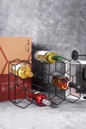 Living and Home 11-Bottle 3-Tier Countertop Hexagon Wine Rack 40*14*30cm in Black - thumbnail 3