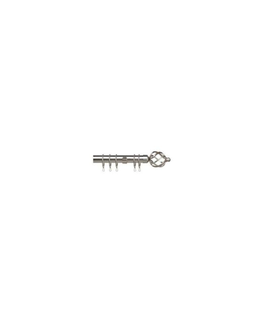 New Edge Blinds 25-28mm Cage End Metal Curtain Pole Set - Satin Silver - Size: 170 cm - 300 cm - image 1
