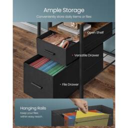 FORGEVIO Computer Desk with Fabric Drawers, Study 120 x 55 cm in Brown - thumbnail 3