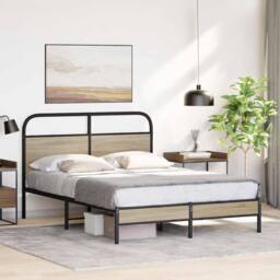 Berkfield Home Bed Frame Without Mattress 120x190 cm Smoked Oak Engineered Wood in Brown - thumbnail 4