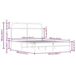 Berkfield Home Bed Frame Without Mattress 120x190 cm Smoked Oak Engineered Wood in Brown - thumbnail 9