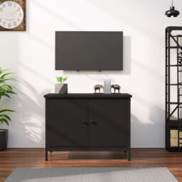Berkfield Home TV Cabinet with Doors Black 60x35x45 cm Engineered Wood - Size: 60 x 35 x 45 cm