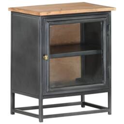 Berkfield Home Beautiful Bedside Cabinet Grey 40x30x50 cm Solid Acacia Wood - Size: 40 x 30 x 50 cm - thumbnail 9