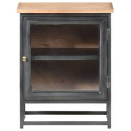 Berkfield Home Beautiful Bedside Cabinet Grey 40x30x50 cm Solid Acacia Wood - Size: 40 x 30 x 50 cm - thumbnail 3