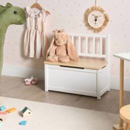 Wyld and Coco Kids Storage Bench White Pine with Soft-Close Lid - thumbnail 1