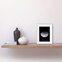 "Artery8 Wall Art Print NASA Asteroid Protoplanet Vesta North Pole Poster Artwork Framed 9X7 Inch in White - Size: W7"" x H9""" - thumbnail 2