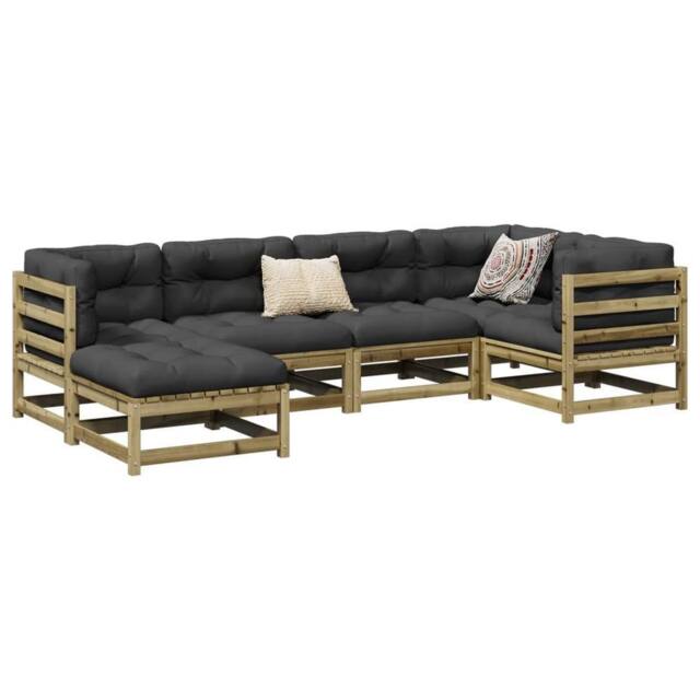 Berkfield Home 6 Piece Garden Sofa Set Impregnated Wood Pine in Brown - image 1