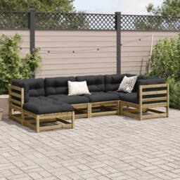 Berkfield Home 6 Piece Garden Sofa Set Impregnated Wood Pine in Brown - thumbnail 3