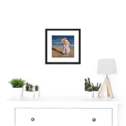Artery8 Sorolla Fisherwomen With Her Son Painting 8X8 Inch Square Wooden Framed Wall Art Print Picture with Mount in Black - thumbnail 2
