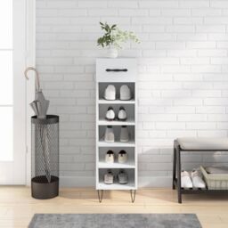 Berkfield Home Shoe Cabinet White 30x35x105 cm Engineered Wood - Size: 30 x 35 x 105 cm